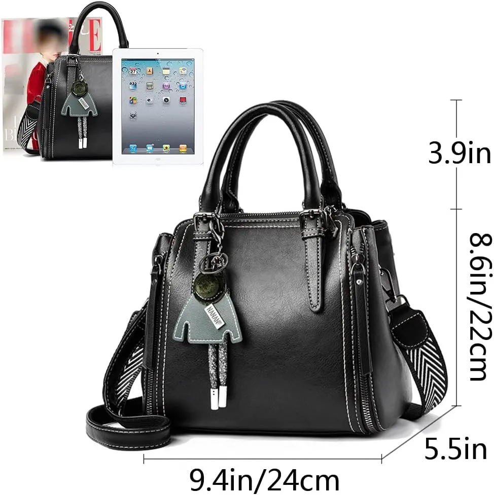 Tote Top-handle Handbags Tote for Women PU Leather Purse Satchel Small Pendant Crossbody Shoulder Bag