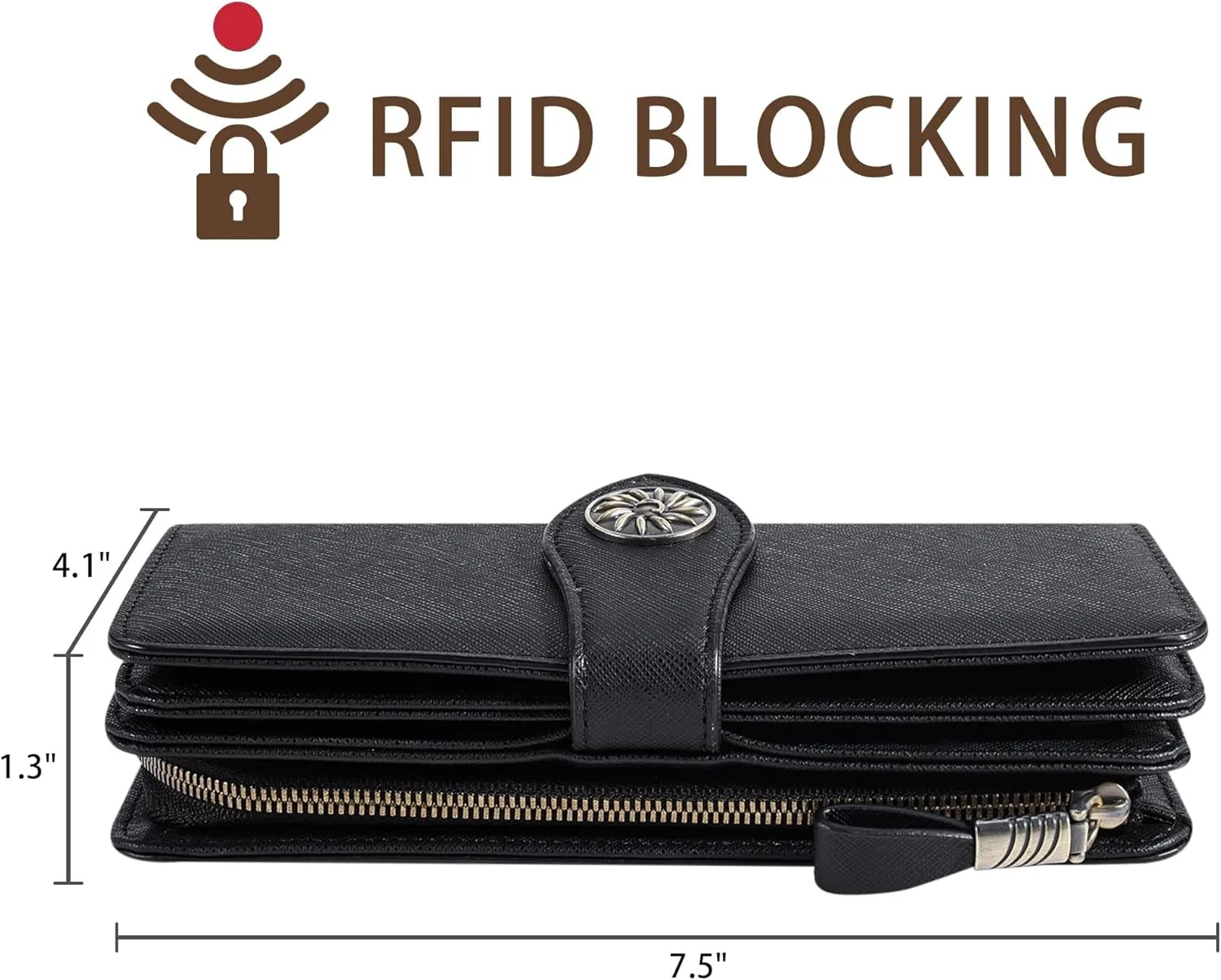 Travelambo Women's Wallet RFID Blocking Credit Card Holder Large Capacity Wristlet Leather Wallets Purse
