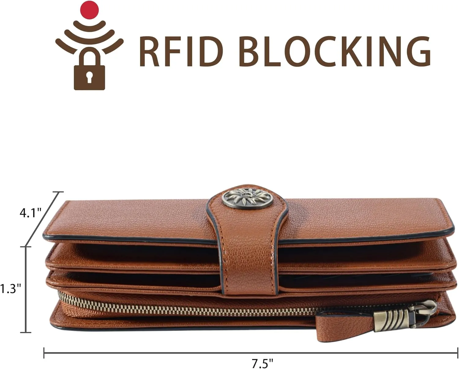 Travelambo Women's Wallet RFID Blocking Credit Card Holder Large Capacity Wristlet Leather Wallets Purse