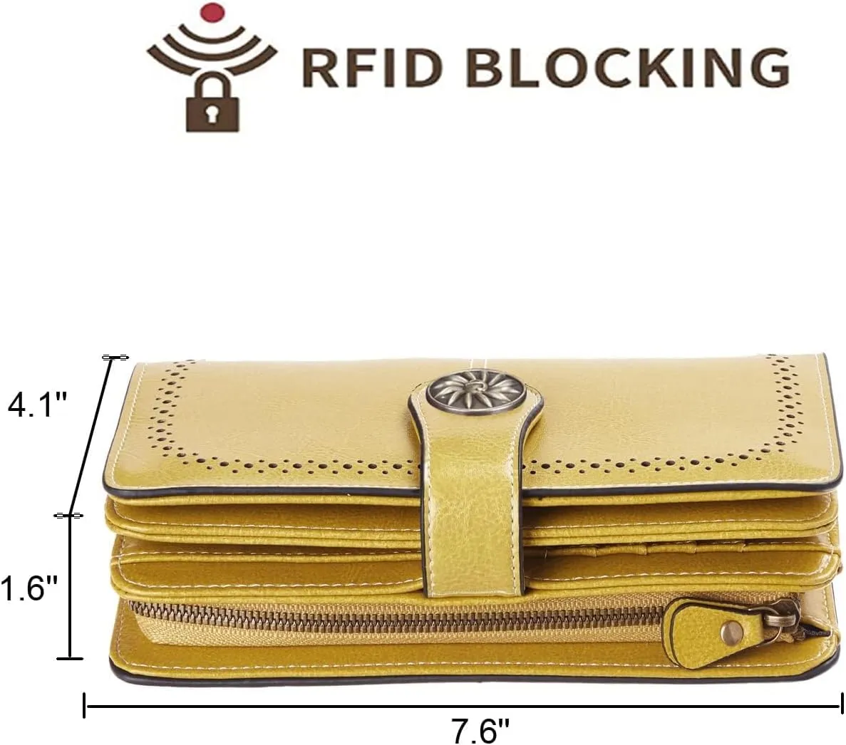 Travelambo Women's Wallet RFID Blocking Credit Card Holder Large Capacity Wristlet Leather Wallets Purse