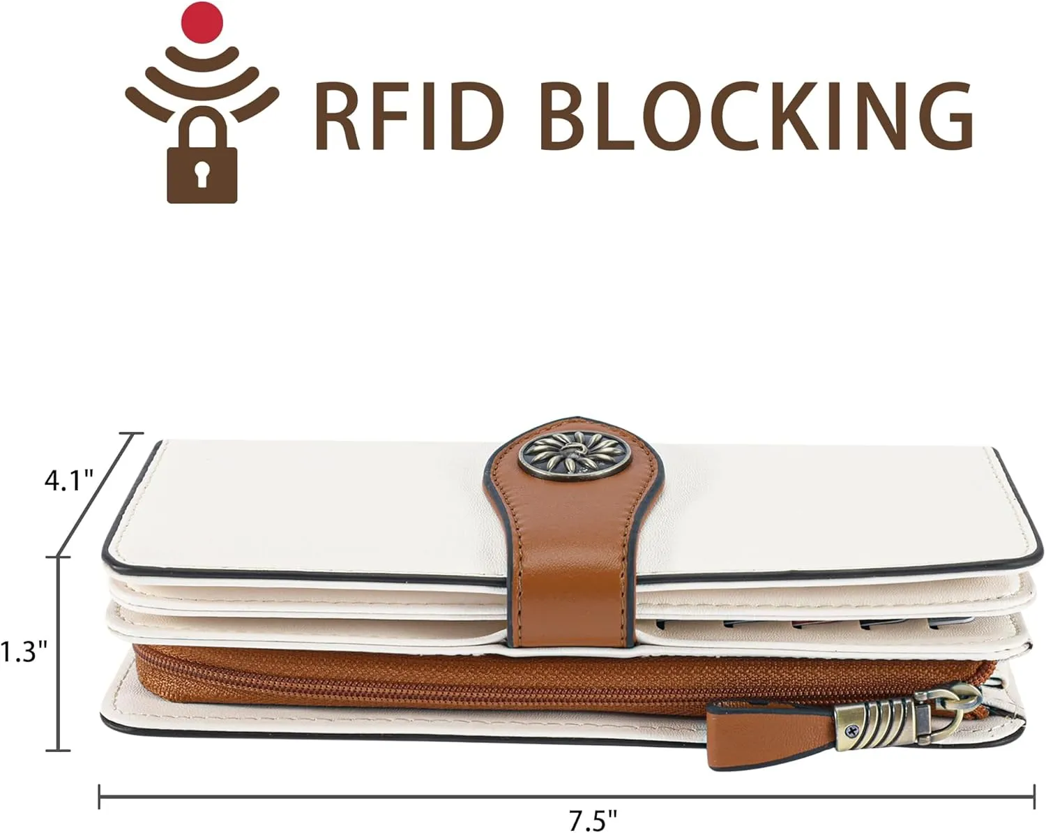 Travelambo Women's Wallet RFID Blocking Credit Card Holder Large Capacity Wristlet Leather Wallets Purse