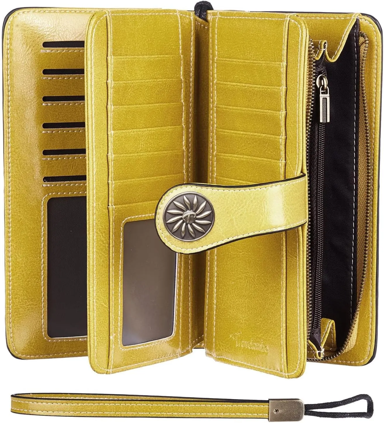 Travelambo Women's Wallet RFID Blocking Credit Card Holder Large Capacity Wristlet Leather Wallets Purse