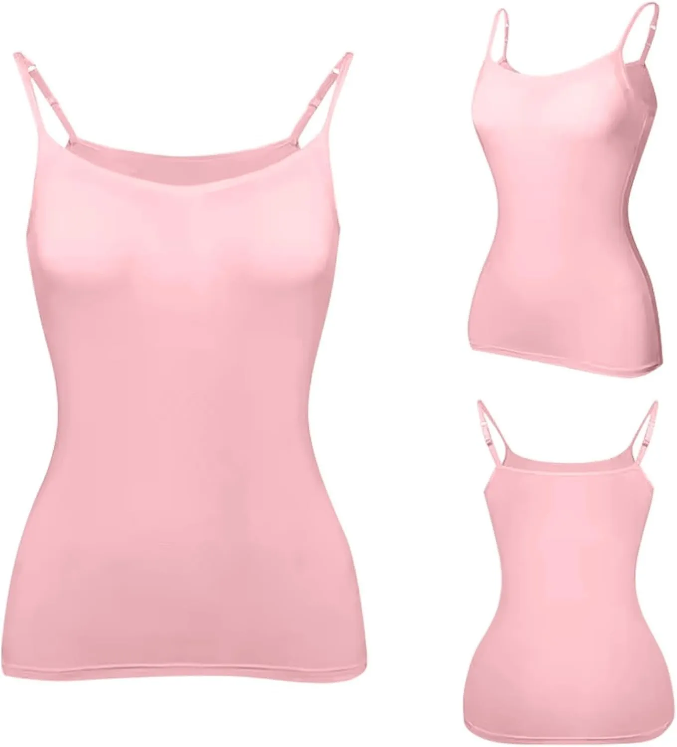 ULLiaN 2pcs Womens Camisole with Shelf Bra Workout Yoga Adjustable Spaghetti Strap Tank Tops Athletic Compression Basic
