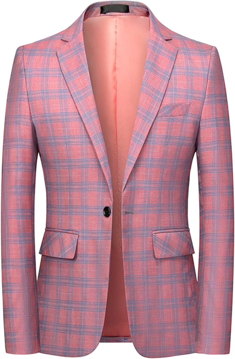 UNINUKOO Mens Blazer Jacket Plaid Slim Fit Casual Party Prom Ligthweight Sport Coat Suit Separates