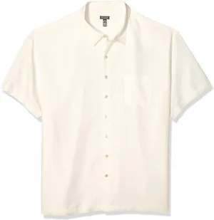 Van Heusen Men's Size Big Air Short Sleeve Button Down Poly Rayon Stripe Shirt, Cream Egret, Large Tall