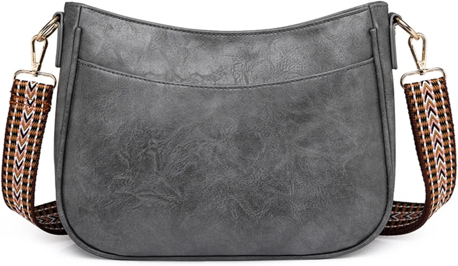 Vegan Leather Crossbody Bags for Women, Camera Shoulder Handbag Zipped Pockets Hobo Purse with Adjustable Wide Strap