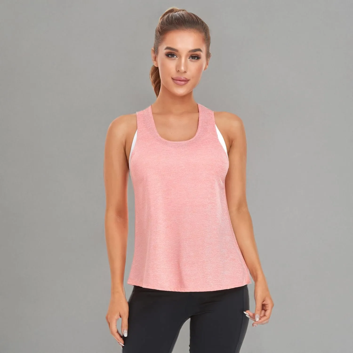 VEQKING Women Workout Tank Tops Loose Fit Racerback Muscle Tanks Sleeveless Shirts Pack for Yoga Running Exercise Gym