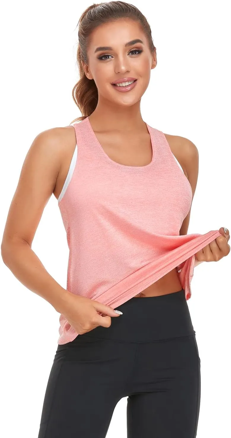 VEQKING Women Workout Tank Tops Loose Fit Racerback Muscle Tanks Sleeveless Shirts Pack for Yoga Running Exercise Gym