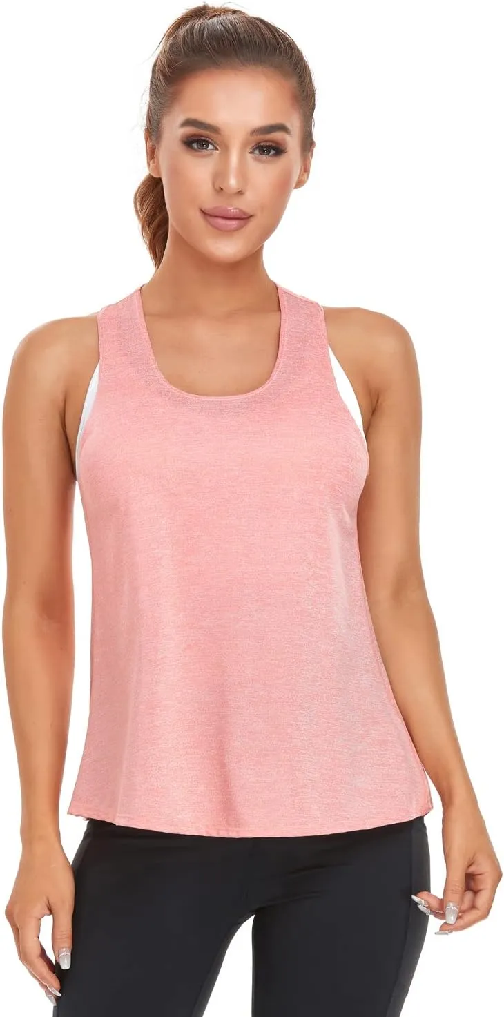 VEQKING Women Workout Tank Tops Loose Fit Racerback Muscle Tanks Sleeveless Shirts Pack for Yoga Running Exercise Gym