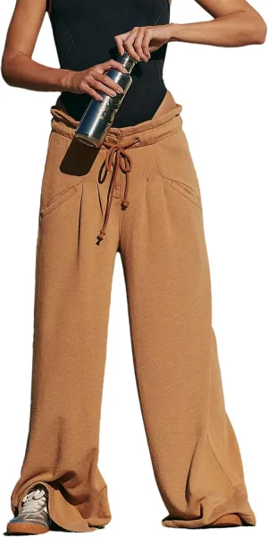 Wide Leg Sweatpants Women High Waisted Cotton Baggy Flared Workout Pants Drawstring Athletic Joggers