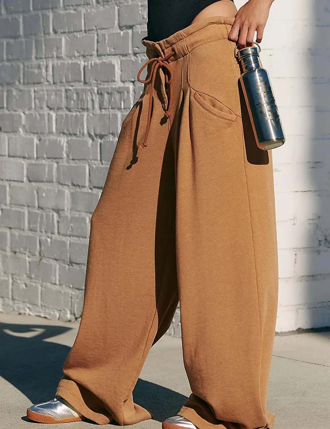 Wide Leg Sweatpants Women High Waisted Cotton Baggy Flared Workout Pants Drawstring Athletic Joggers