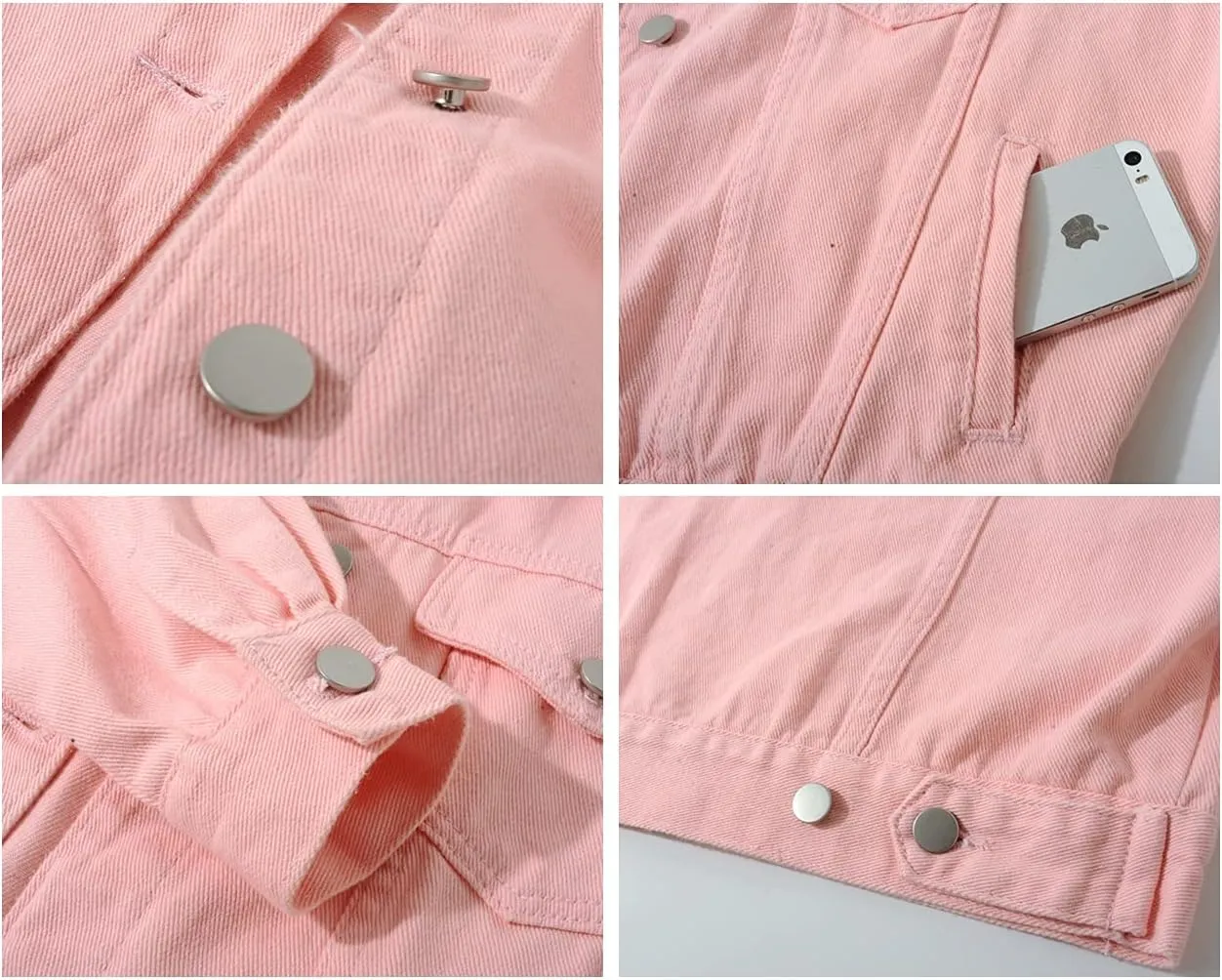 Women Candy Colors Denim Jacket Long Sleeve Boyfriend Jean Jacket Coat