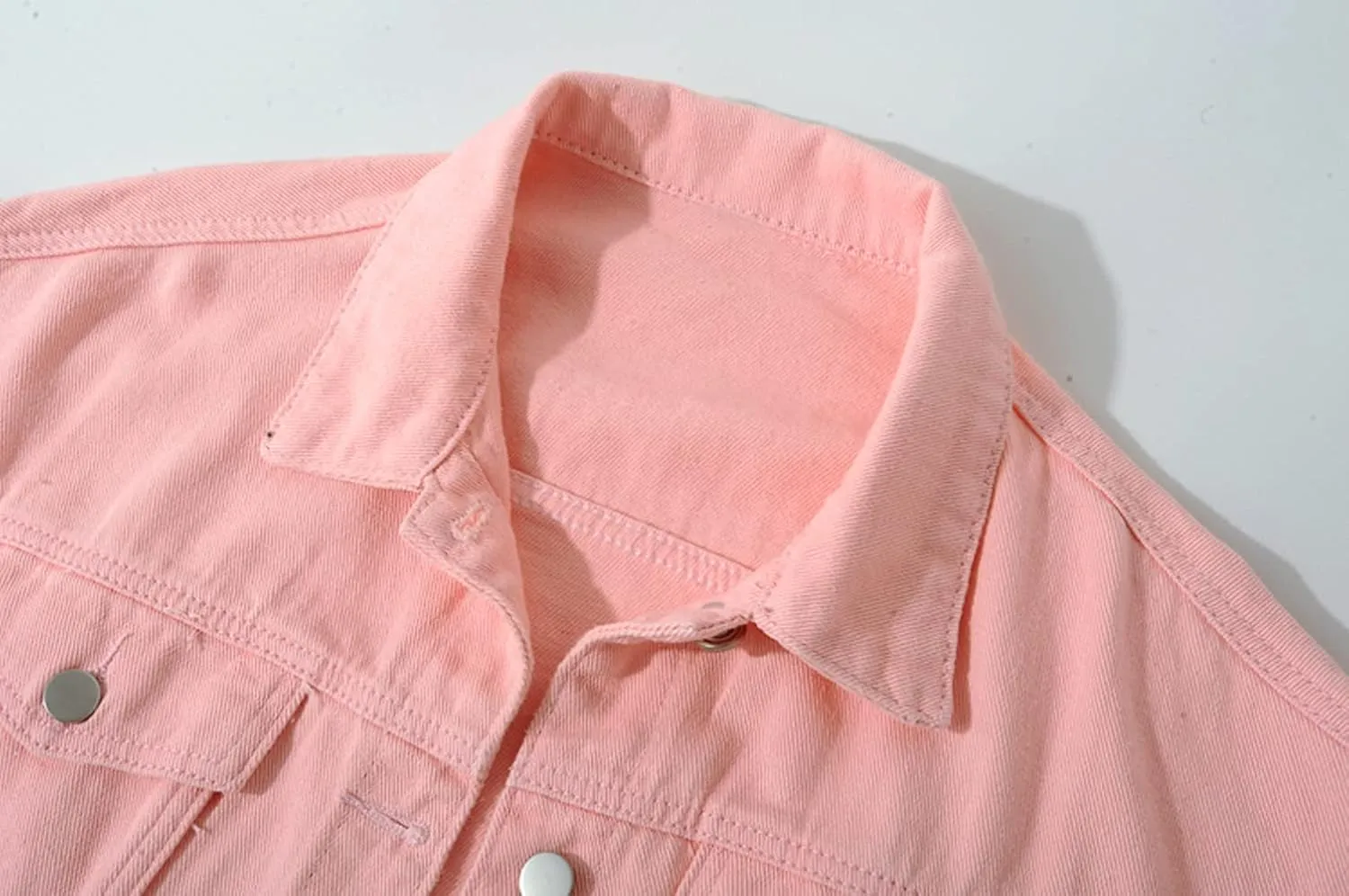 Women Candy Colors Denim Jacket Long Sleeve Boyfriend Jean Jacket Coat