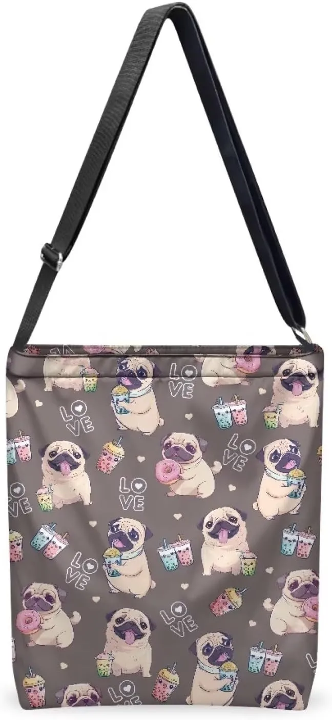 Women Canvas Shoulder Bag Large Messenger Crossbody Bags with Inner Zip Pocket Satchel Waterproof Purse Shopping