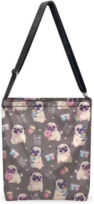 Women Canvas Shoulder Bag Large Messenger Crossbody Bags with Inner Zip Pocket Satchel Waterproof Purse Shopping