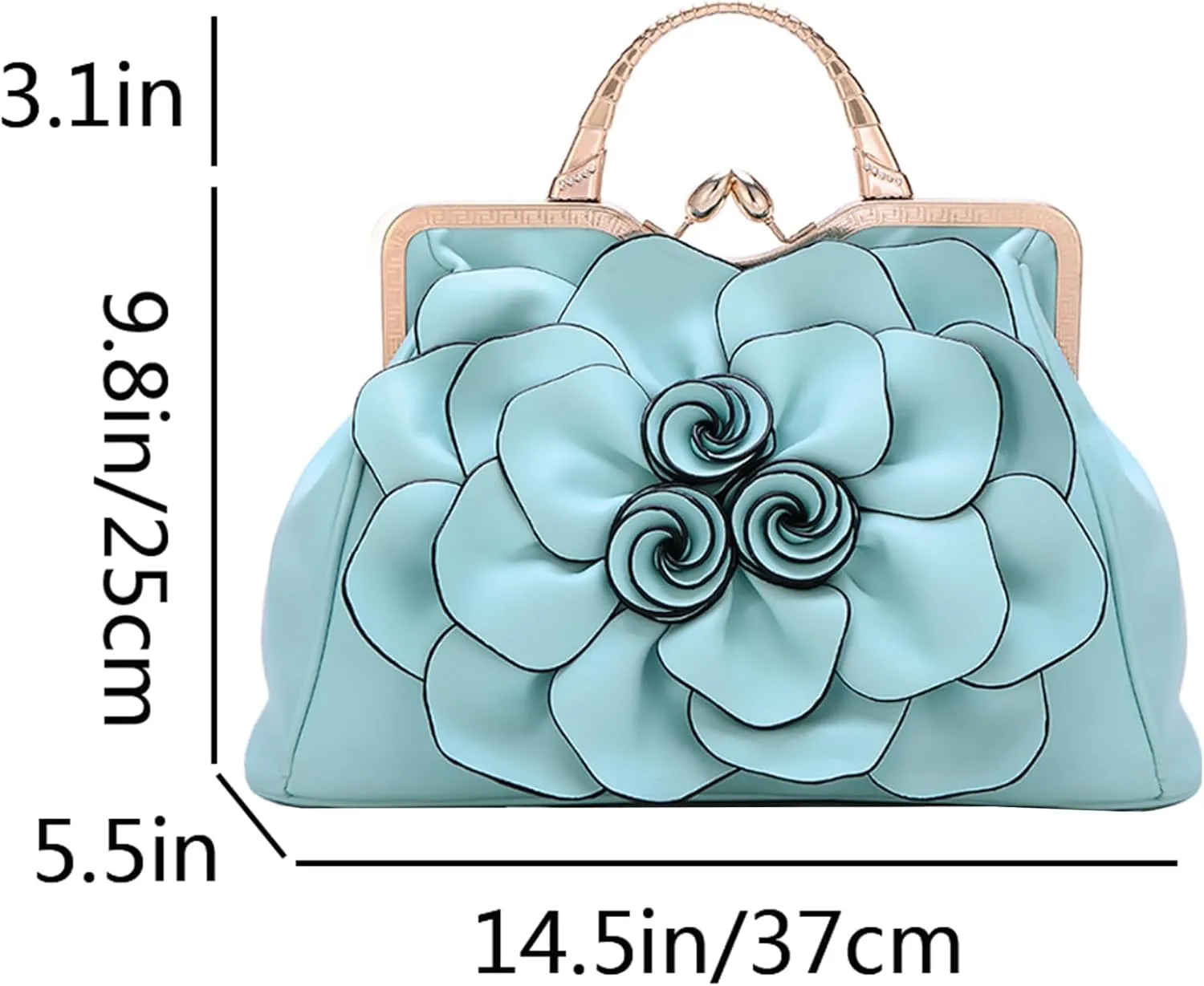Women Flower Top Handle Handbags Purses Faux Leather Floral Evening Shoulder Bags Satchel
