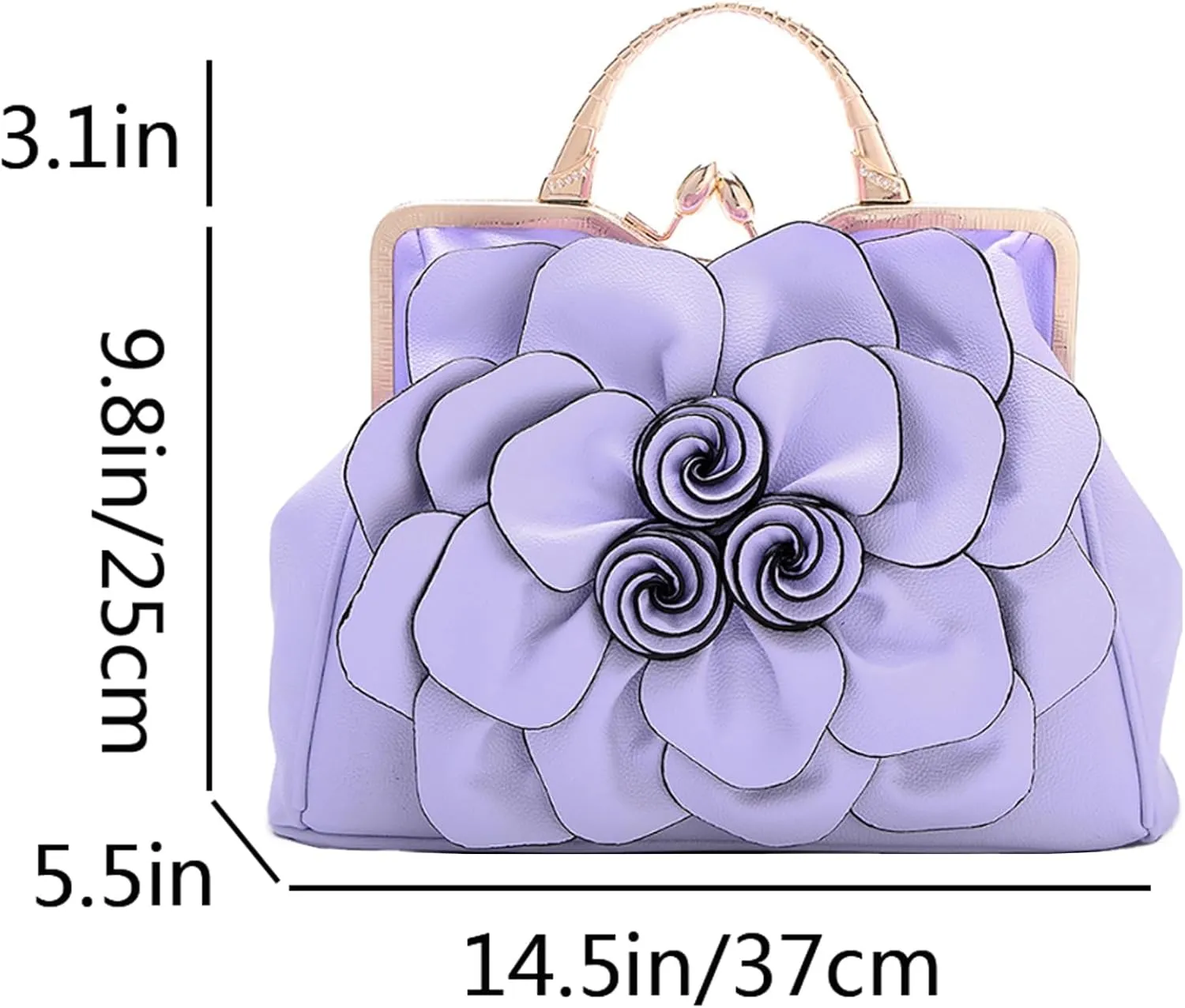 Women Flower Top Handle Handbags Purses Faux Leather Floral Evening Shoulder Bags Satchel