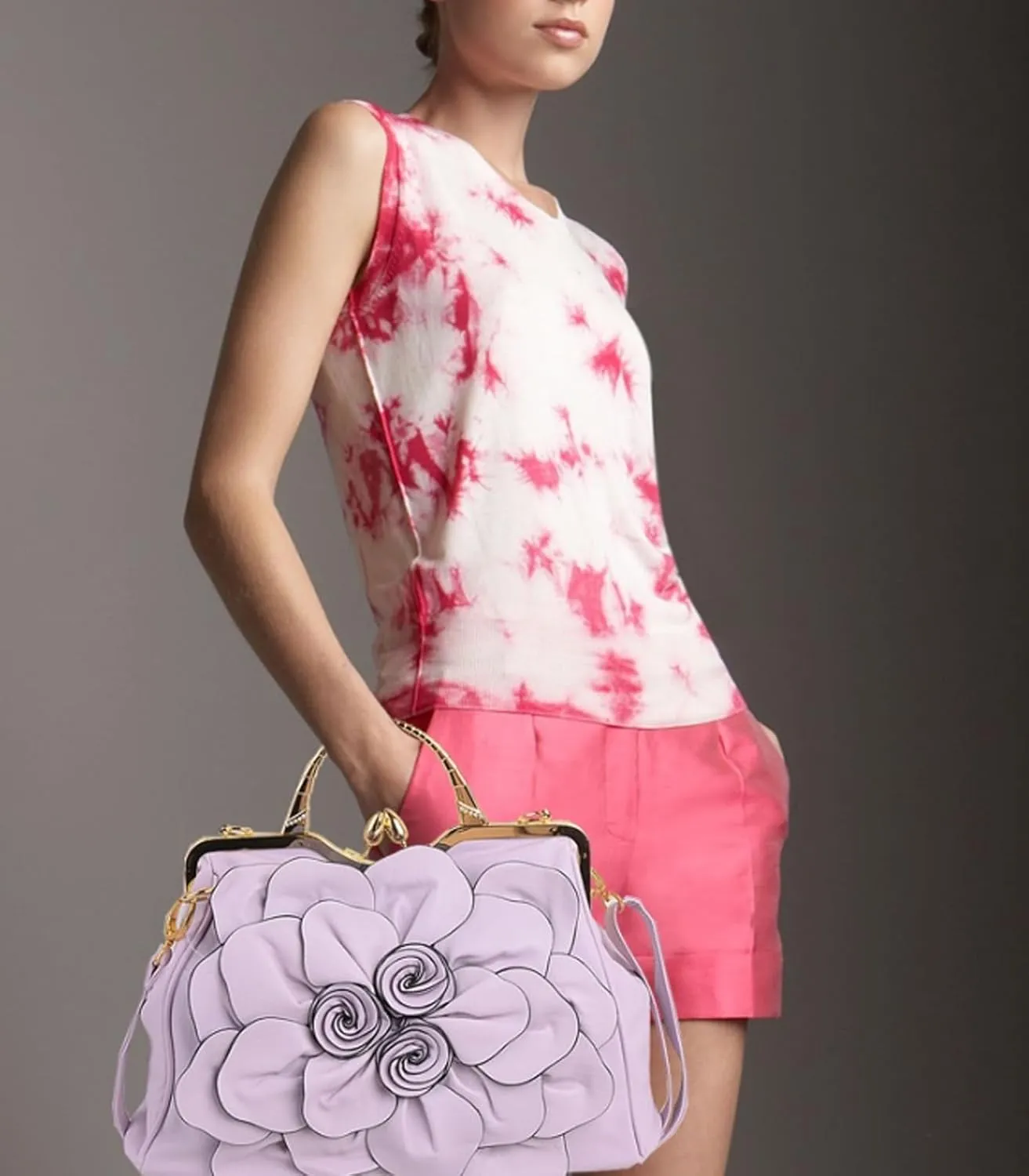 Women Flower Top Handle Handbags Purses Faux Leather Floral Evening Shoulder Bags Satchel