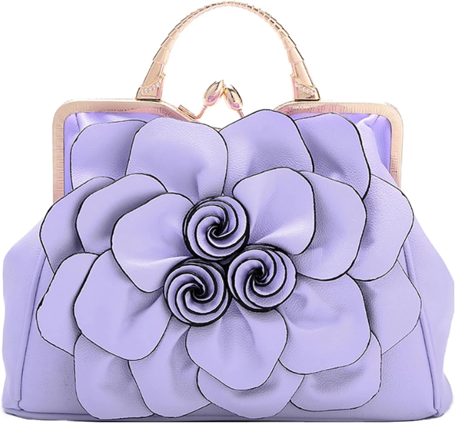 Women Flower Top Handle Handbags Purses Faux Leather Floral Evening Shoulder Bags Satchel