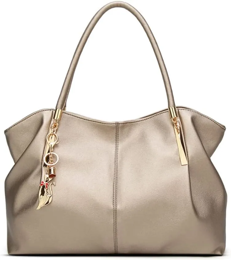 Women Hobo Tote Satchel Purse PU Leather Top-handle Handbags with Fox Pendant Shoulder Bag