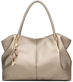 Women Hobo Tote Satchel Purse PU Leather Top-handle Handbags with Fox Pendant Shoulder Bag