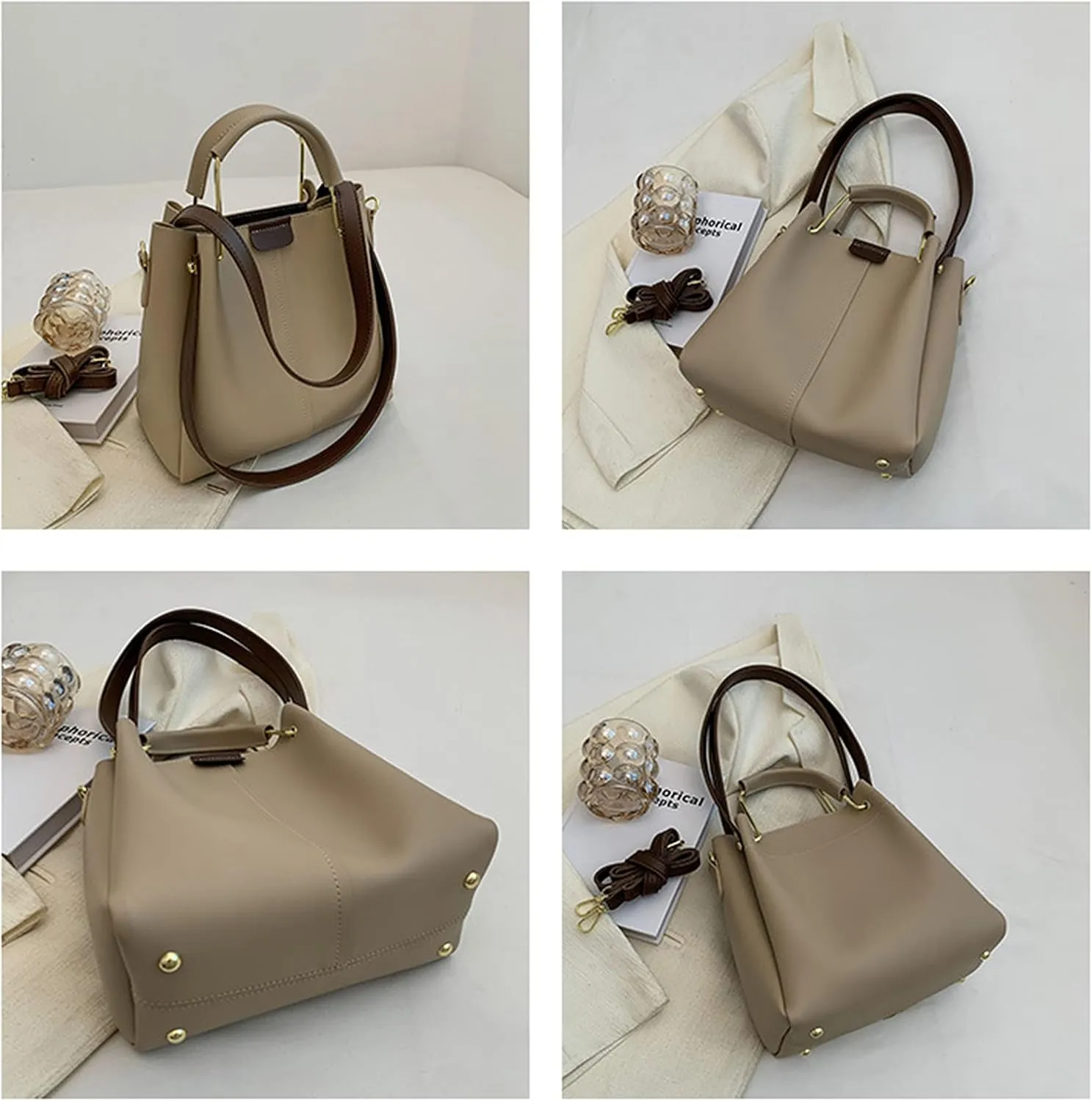 Women Metal Short Handl Bucket Handbags Small Women Handbags Ladies Shoulder Crosssbody Bags