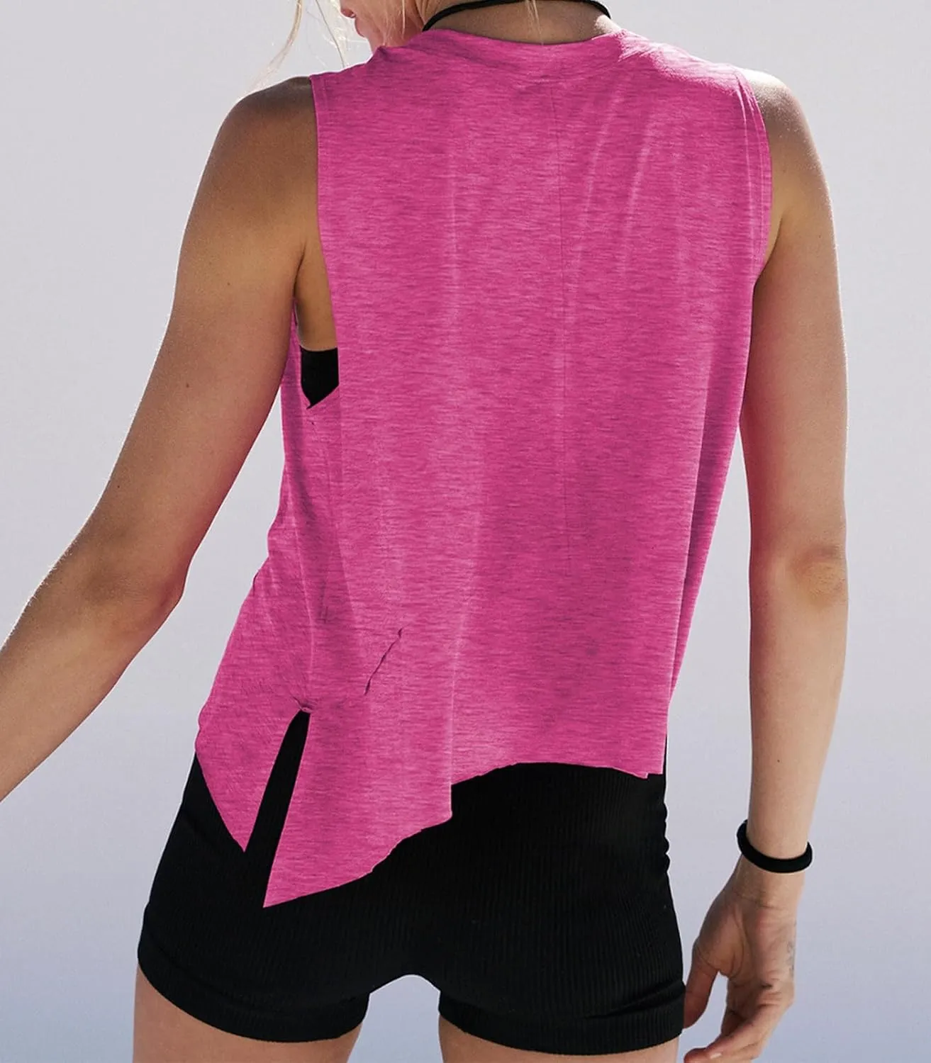 Women Workout Tank Tops Sleeveless Loose Athletic Yoga Running Gym Vest Asymmetrical Flowy Shirts