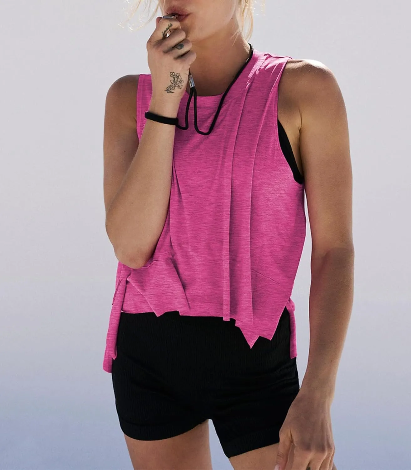 Women Workout Tank Tops Sleeveless Loose Athletic Yoga Running Gym Vest Asymmetrical Flowy Shirts