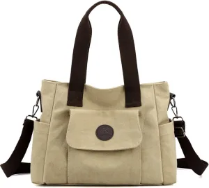 Women's Casual Canvas Shoulder Bags Tote Purse Top Handle Handbags Work Crossbody Satchel (Grey)