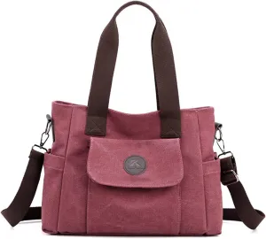 Women's Casual Canvas Shoulder Bags Tote Purse Top Handle Handbags Work Crossbody Satchel (Grey)