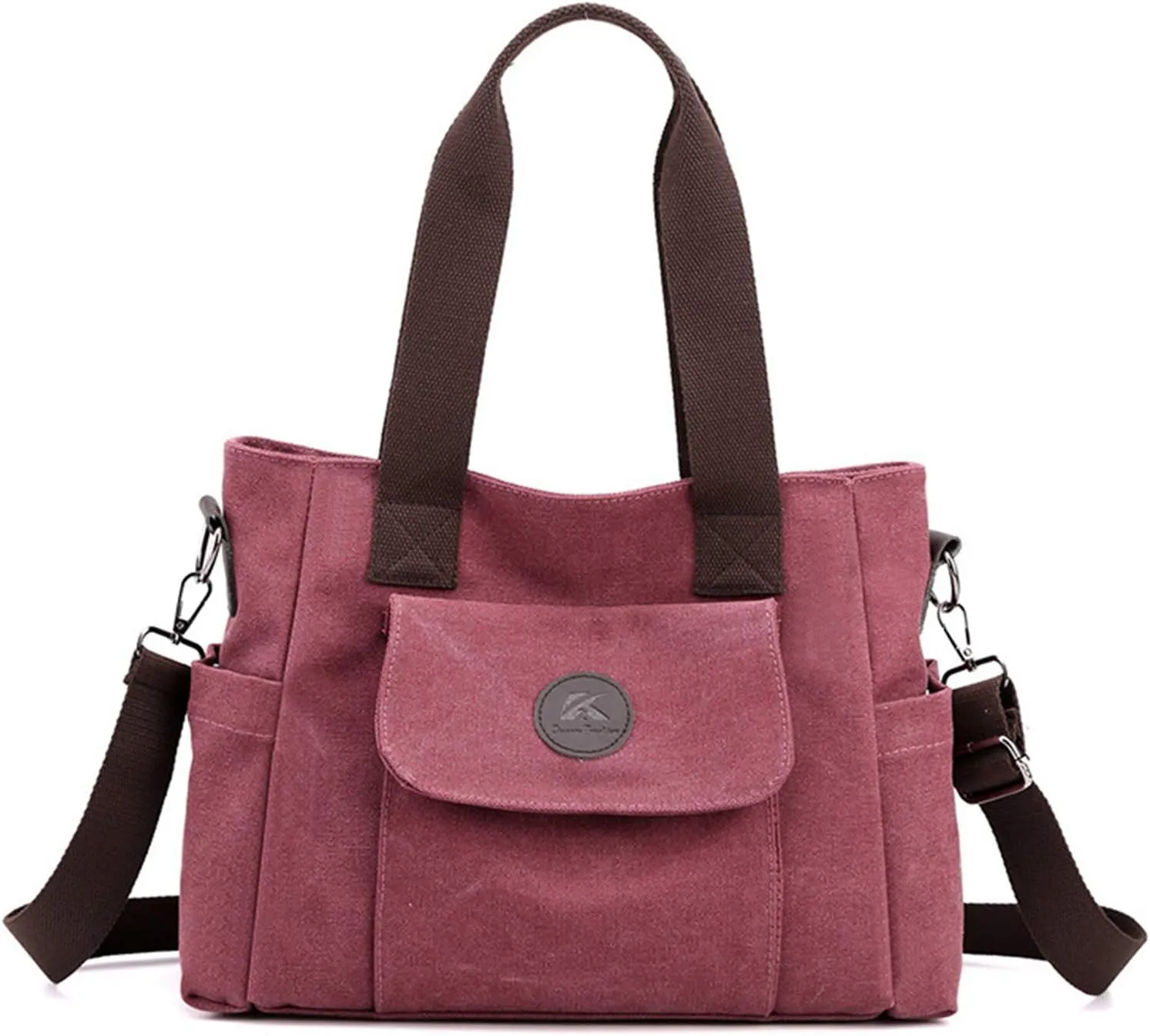 Women's Casual Canvas Shoulder Bags Tote Purse Top Handle Handbags Work Crossbody Satchel (Grey)
