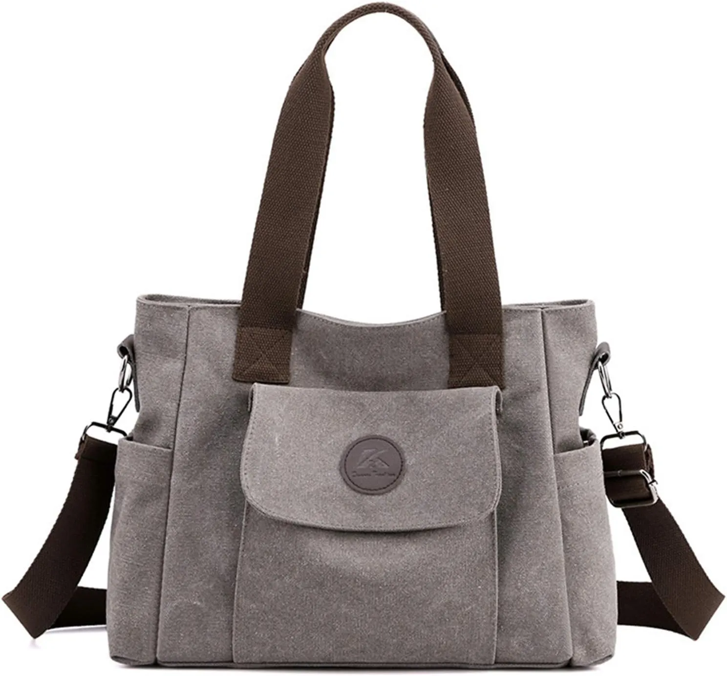 Women's Casual Canvas Shoulder Bags Tote Purse Top Handle Handbags Work Crossbody Satchel (Grey)