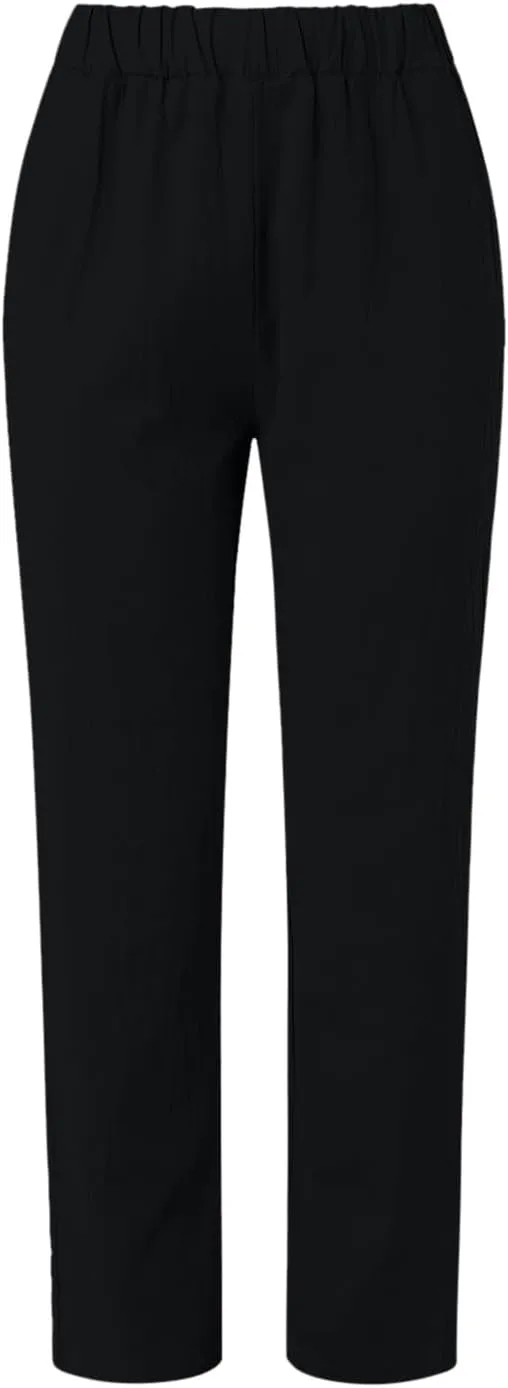 Women's Cotton Linen Pants Plus Size Elastic High Waist Comfy Straight Trouser Summer Casual Loose Pant with Pockets