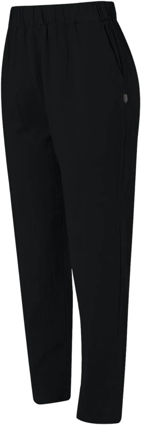 Women's Cotton Linen Pants Plus Size Elastic High Waist Comfy Straight Trouser Summer Casual Loose Pant with Pockets