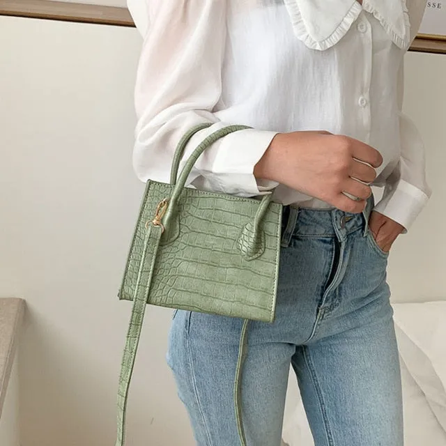 Women's Crocodile Pattern Synthetic Leather Crossbody Purse