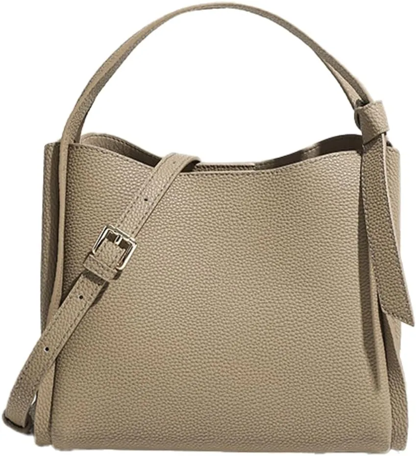 Women's Fashion Genuine Leather Shoulder Crossbody Bag Small Bucket Handbags Tote Purse Ladies Work Satchel