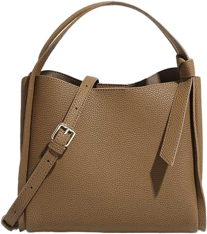 Women's Fashion Genuine Leather Shoulder Crossbody Bag Small Bucket Handbags Tote Purse Ladies Work Satchel