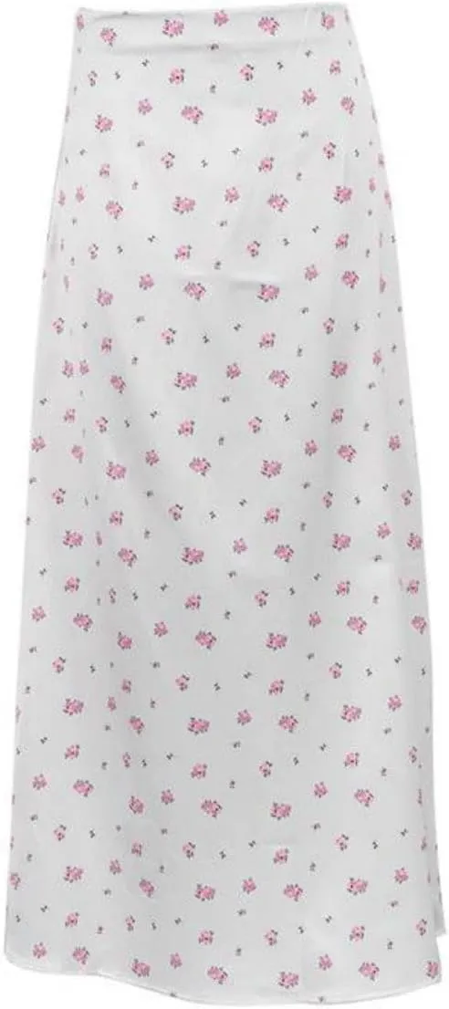 Women's Floral Print Maxi Skirt Silk Satin Long Skirt Summer High Waisted Midi Long Skirt