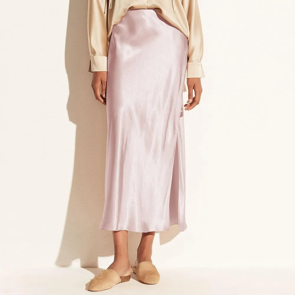 Women's Satin Midi Skirt Dressy Elastic High Waisted Silk Slip Flowy Ruffle Flared Cocktail Party Work A Line Skirts