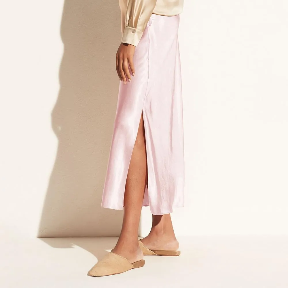 Women's Satin Midi Skirt Dressy Elastic High Waisted Silk Slip Flowy Ruffle Flared Cocktail Party Work A Line Skirts