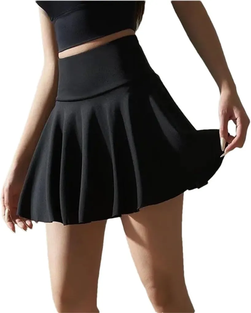 Women's Solid Color High Waist Sports Skort Skirt Lady Fitness Yoga Running Skirts