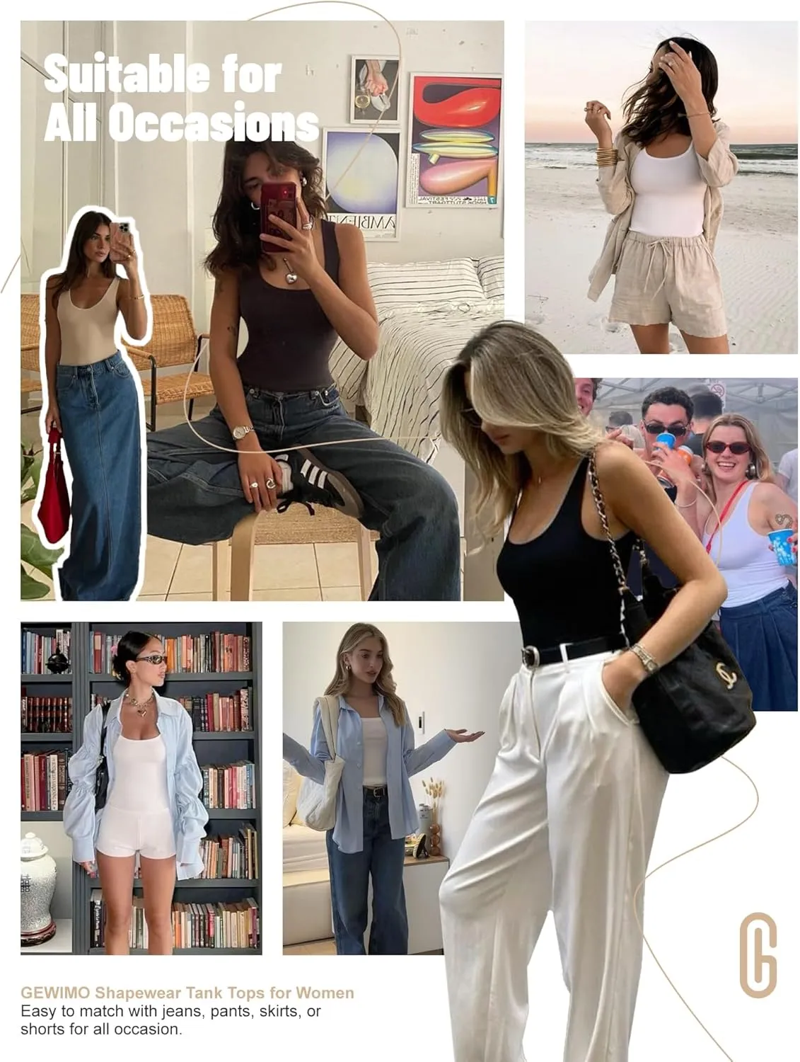 Womens Tank Tops Shapewear Tummy Control Compression Crew Neck Camisole Seamless Body Shaper Tanks for Women Cami