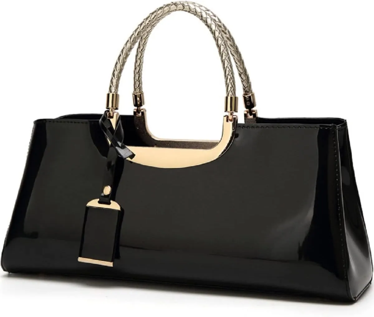 YAQUNICER Top-handle Handbags Purse Tote for Women Patent PU Satchel Gloss Wedding Shoulder Crossbody Bag