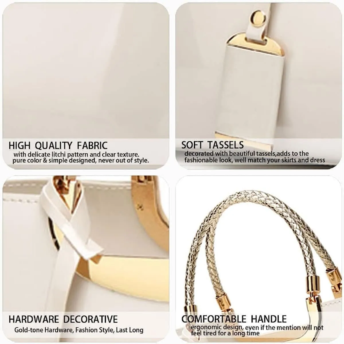 YAQUNICER Top-handle Handbags Purse Tote for Women Patent PU Satchel Gloss Wedding Shoulder Crossbody Bag