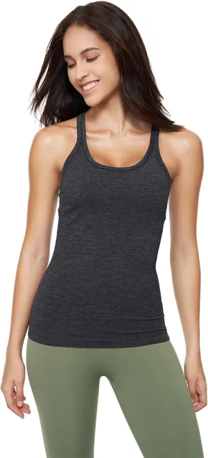 Yoga Racerback Tank Top for Women with Built in Bra,Women's Padded Sports Bra Fitness Workout Running Shirts