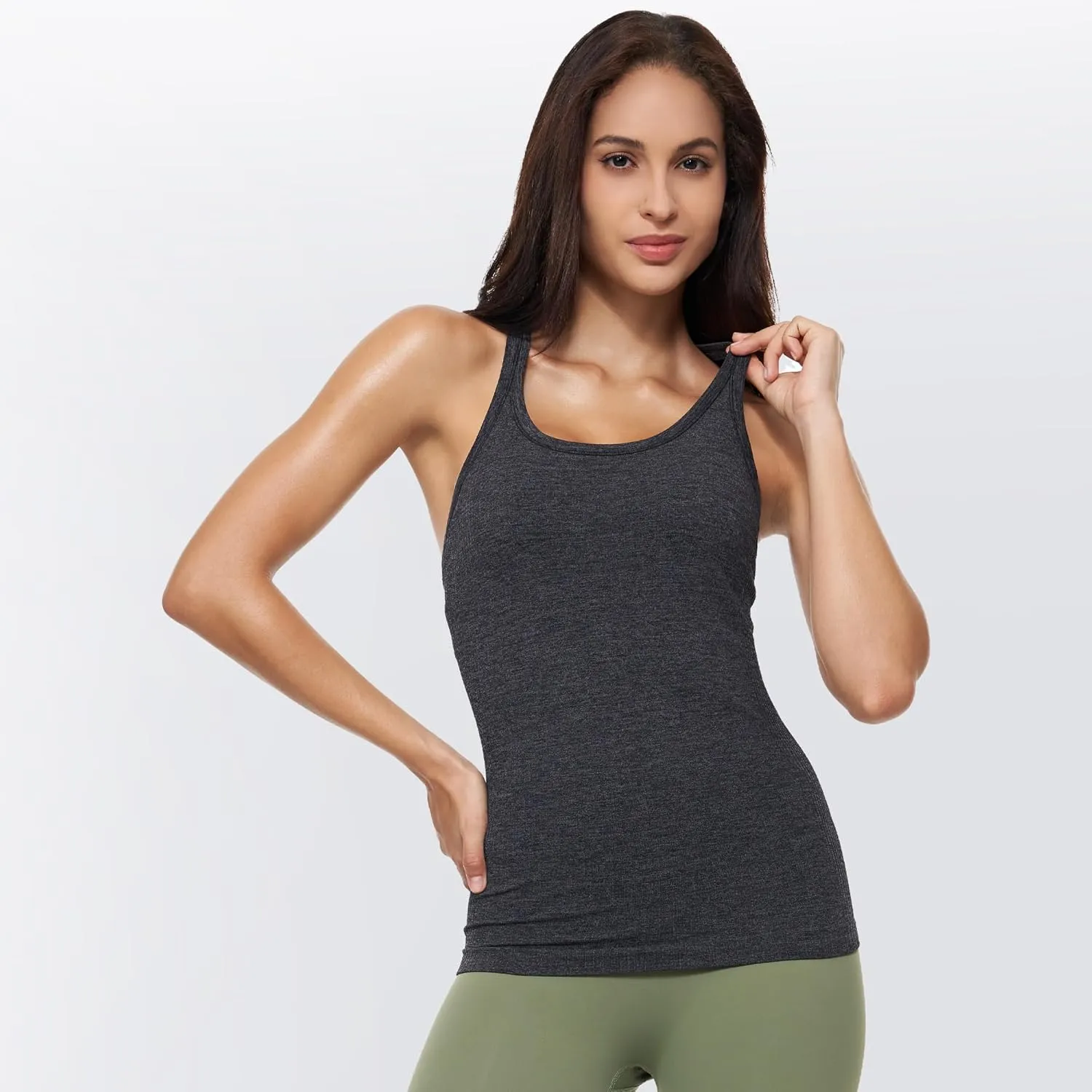 Yoga Racerback Tank Top for Women with Built in Bra,Women's Padded Sports Bra Fitness Workout Running Shirts