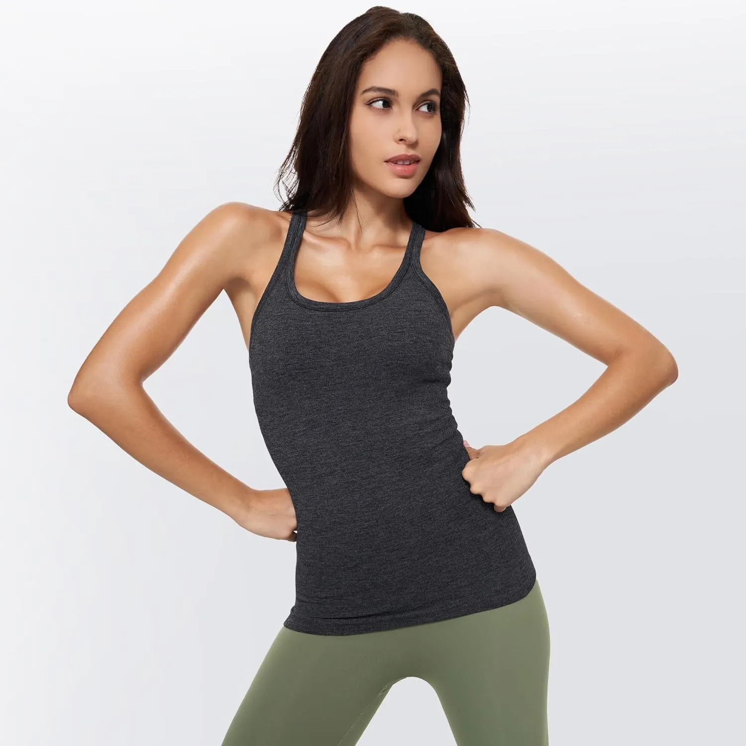 Yoga Racerback Tank Top for Women with Built in Bra,Women's Padded Sports Bra Fitness Workout Running Shirts