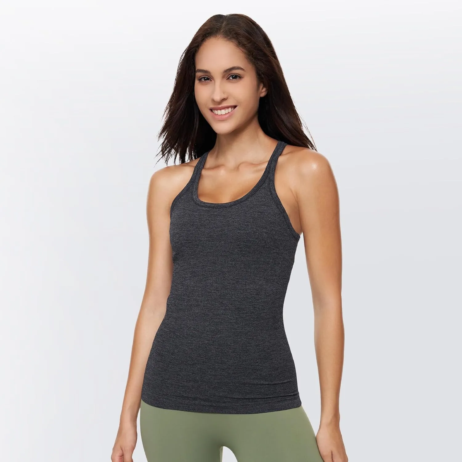 Yoga Racerback Tank Top for Women with Built in Bra,Women's Padded Sports Bra Fitness Workout Running Shirts