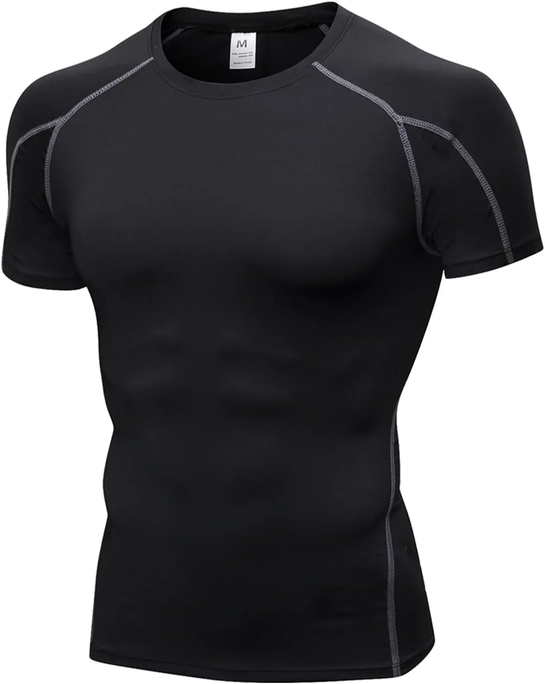 Yuerlian Men's Compression Shirts, Short Sleeve Athletic Compression Tops Dry Workout T Shirt Base Layer Undershirt