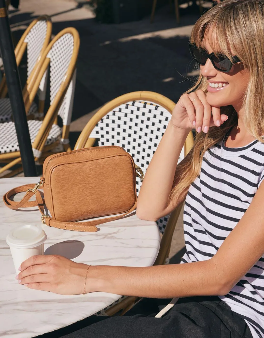 Zoe Crossbody Bag - Tan/Lolly Stripe